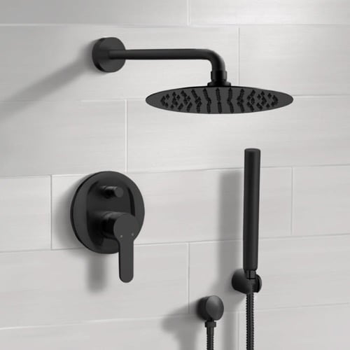 Matte Black Rain Shower System with Handheld, Rain Shower Head, Shower Faucet Set Remer SFH34